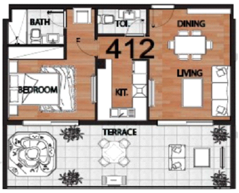 1 BD floor plan